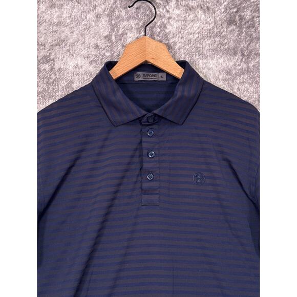 G/FORE Polo Shirt Large Mens Midnight Blue Striped Performance Golf - Picture 2 of 7